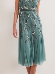 Phase Eight Green Evonne Beaded Dress - Image 6 of 7