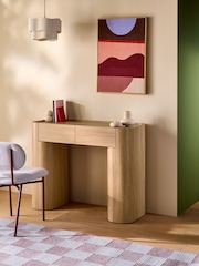 MADE.COM Light Oak Effect Kain 2 Drawer Console Dressing Table - Image 1 of 7