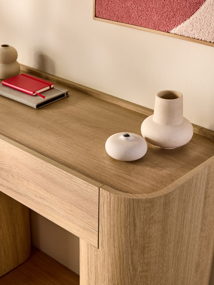 MADE.COM Light Oak Effect Kain 2 Drawer Console Dressing Table - Image 2 of 7