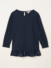 FatFace Kai Navy Peplum Top - Image 1 of 1