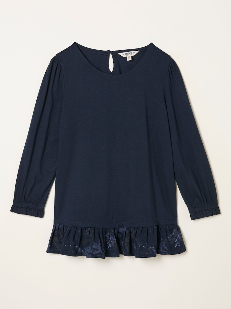 FatFace Kai Navy Peplum Top - Image 1 of 1 FatFace Kai Navy Peplum Top - Image 1 of 1