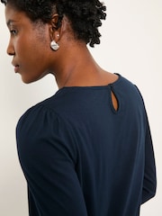 FatFace Kai Navy Peplum Top - Image 5 of 6