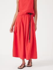 Hush Red Ivy Pleated Linen Blend Skirt - Image 1 of 5