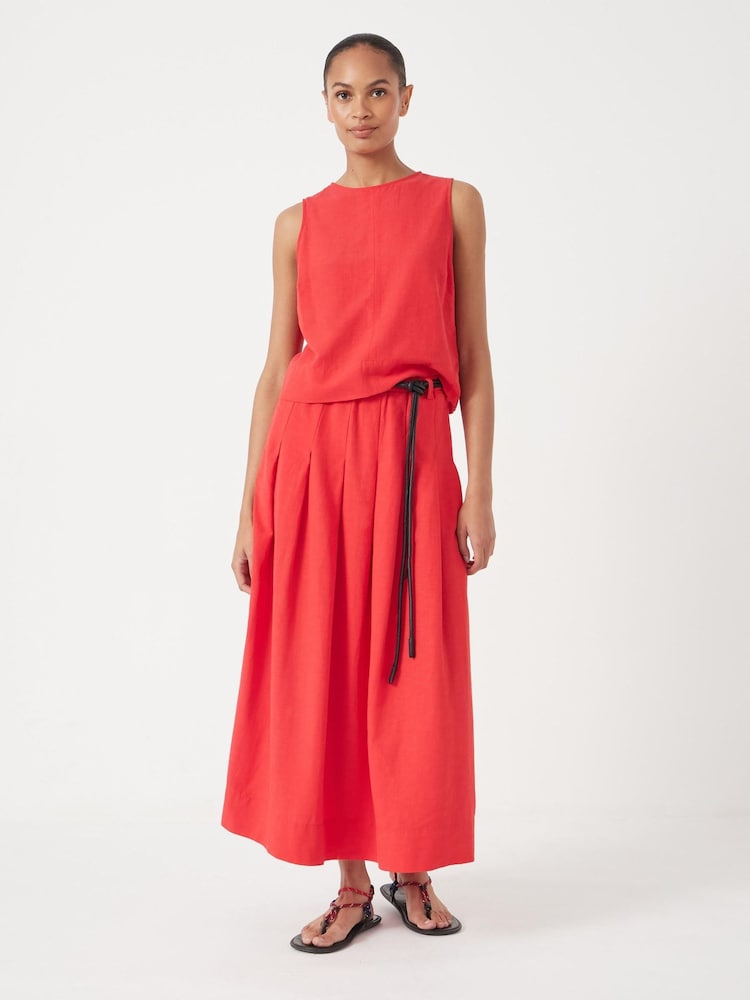 Hush Red Ivy Pleated Linen Blend Skirt - Image 2 of 5
