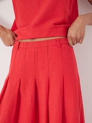 Hush Red Ivy Pleated Linen Blend Skirt - Image 3 of 5