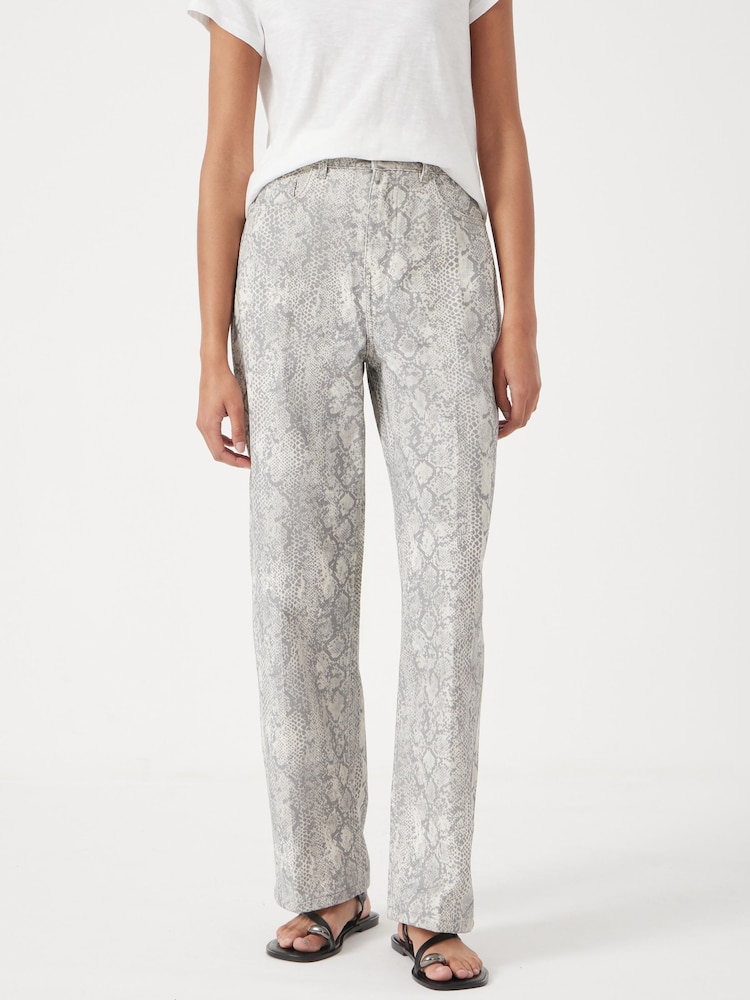 Hush Grey Wide Leg Snake Print 100% Cotton Jeans - Image 1 of 5