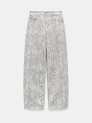 Hush Grey Wide Leg Snake Print 100% Cotton Jeans - Image 5 of 5