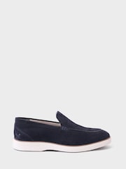 Crew Clothing Blue Suede Leather 100% Cotton Loafers - Image 1 of 3