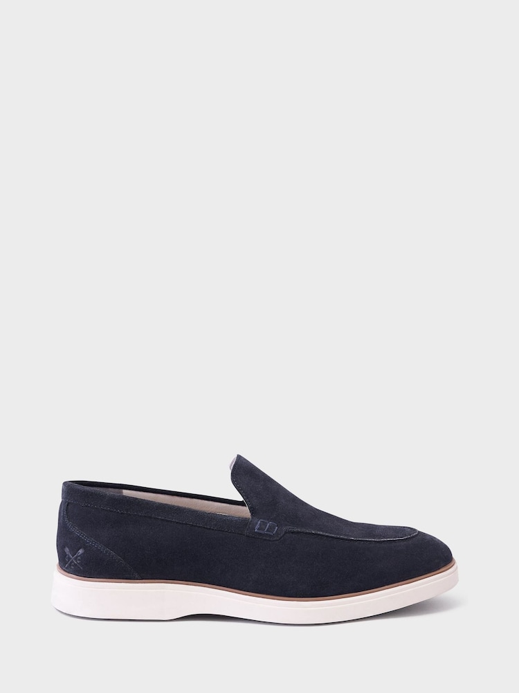 Crew Clothing Blue Suede Leather 100% Cotton Loafers - Image 1 of 3