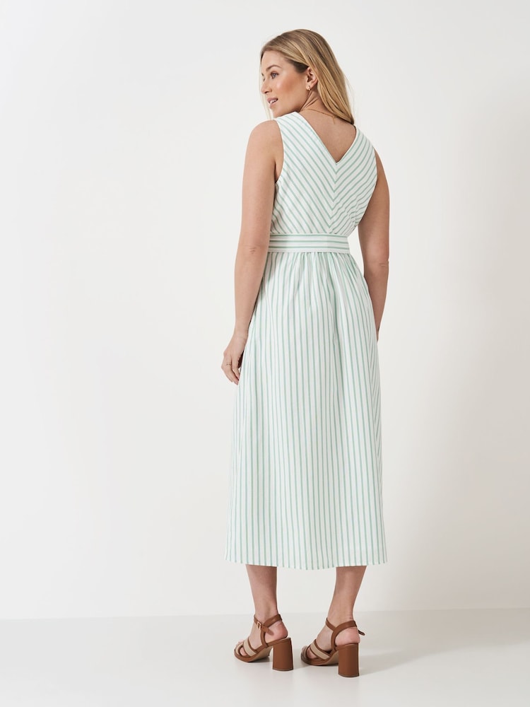 Crew Clothing Green Leona Strappy 100% Cotton Dress - Image 2 of 5