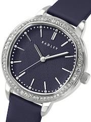 Radley Blue SIlver Tone 36mm Stone Set Ink Leather Strap Watch - Image 2 of 4