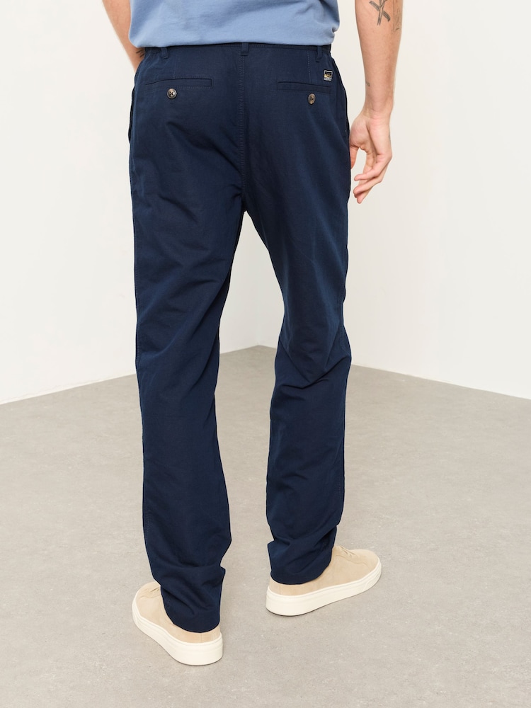 FatFace Hayle Navy Linen Cotton Trousers - Image 2 of 6