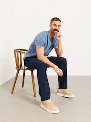 FatFace Hayle Navy Linen Cotton Trousers - Image 4 of 6