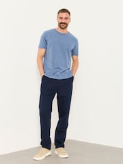 FatFace Hayle Navy Linen Cotton Trousers - Image 5 of 6