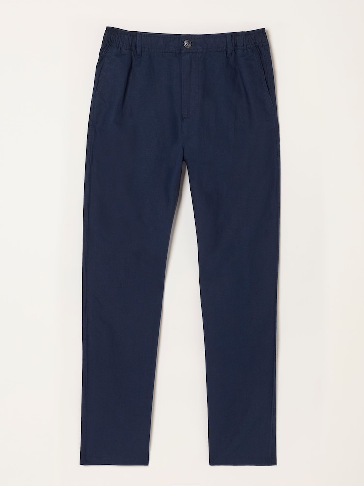 FatFace Hayle Navy Linen Cotton Trousers - Image 6 of 6