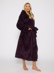Loungeable Purple Plush Luxury Maxi Hooded Dressing Gown - Image 3 of 6