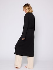 Loungeable Black Rib Kimono Dressing Gown - Image 2 of 4