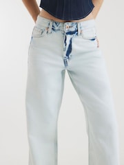 River Island Blue Bleached Relaxed Straight Leg 100% Cotton Jeans - Image 3 of 4