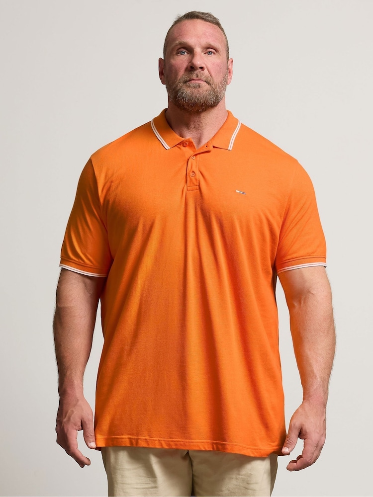 BadRhino Big & Tall Pink Tipped 100% Cotton Polo Shirts 3 Pack - Image 2 of 9