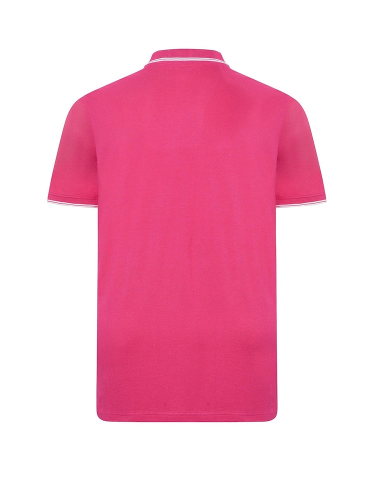 BadRhino Big & Tall Pink Tipped 100% Cotton Polo Shirts 3 Pack - Image 9 of 9