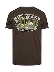 BadRhino Big & Tall Brown 100% Cotton Out West T-Shirt - Image 2 of 2