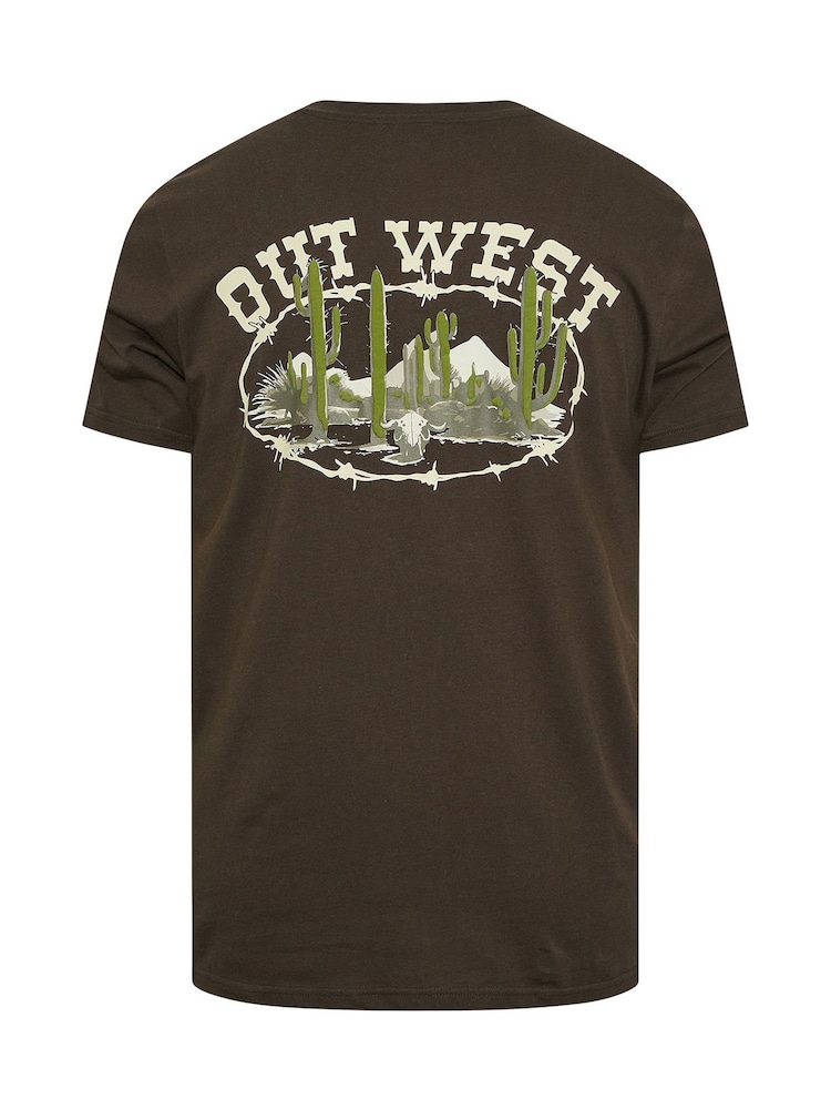 BadRhino Big & Tall Brown 100% Cotton Out West T-Shirt - Image 2 of 2