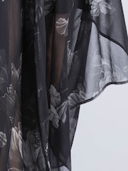 Religion Black Aida Midi Dress In Dark Floral With Handkerchief Hem - Image 4 of 5