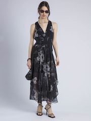 Religion Black Aida Midi Dress In Dark Floral With Handkerchief Hem - Image 5 of 5