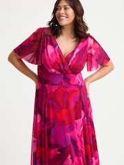 Scarlett & Jo Pink Isabelle Cerise Purple Angel Sleeve Maxi Dress - Image 2 of 4