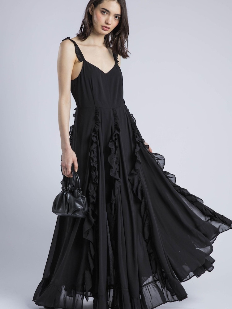 Religion 100% Cotton Kate Maxi Ruffle Dress With Spaghetti Straps - Imagen 1 de 6 Religion 100% Cotton Kate Maxi Ruffle Dress With Spaghetti Straps - Imagen 1 de 6
