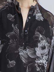 Religion Black Cala Tiered Boho 100% Cotton Maxi Dress In Dark Floral Print - Image 6 of 6