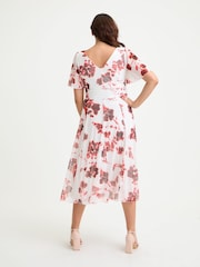 Scarlett & Jo White Red Victoria Angel Sleeve Mesh Long Midi Dress - Image 2 of 4
