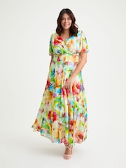 Scarlett & Jo Ivory Multi Multi Isabelle Flower Angel Sleeve Maxi Dress - Image 1 of 4