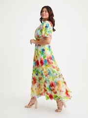 Scarlett & Jo Ivory Multi Multi Isabelle Flower Angel Sleeve Maxi Dress - Image 3 of 4