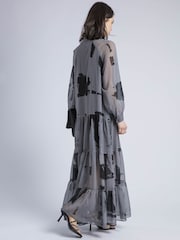 Religion Grey 100% Cotton Cala Tiered Boho Maxi Dress In Abstract Print - Image 3 of 5