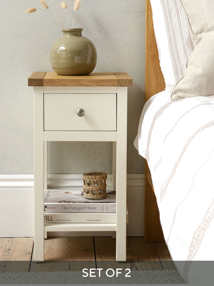 Cotswold Company Classic Cream Simply Set of 2 Bedside Table - Image 1 of 6 Cotswold Company Classic Cream Simply Set of 2 Bedside Table - Image 1 of 6