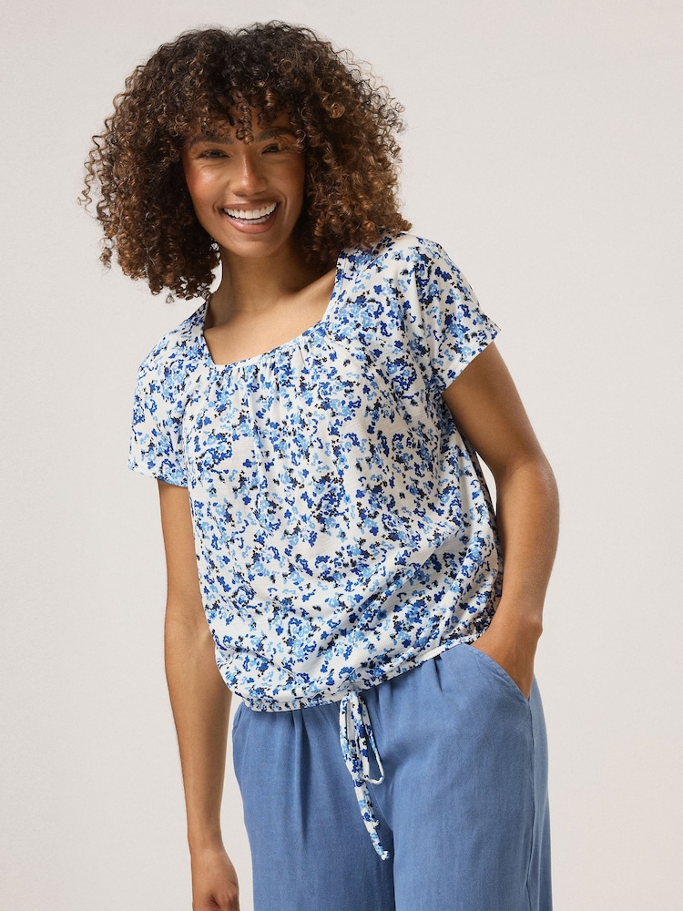 M&Co White Ditsy Tie Hem Top - Image 1 of 5