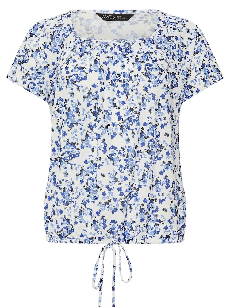 M&Co White Ditsy Tie Hem Top - Image 5 of 5