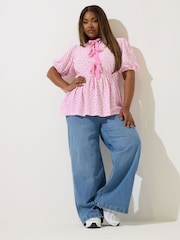 Yours Curve Limited Ditsy Tie Top - Image 2 of 5