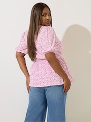 Yours Curve Limited Ditsy Tie Top - Image 3 of 5