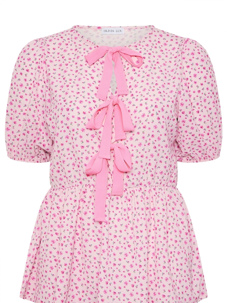 Yours Curve Limited Ditsy Tie Top - Image 5 of 5