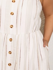 Yours Curve White Stripe 100% Cotton Sundress - Image 4 of 5