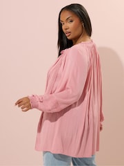 Rosa - Blusa Boho Pintuck de manga longa Yours Curve - Imagem 2 de 5
