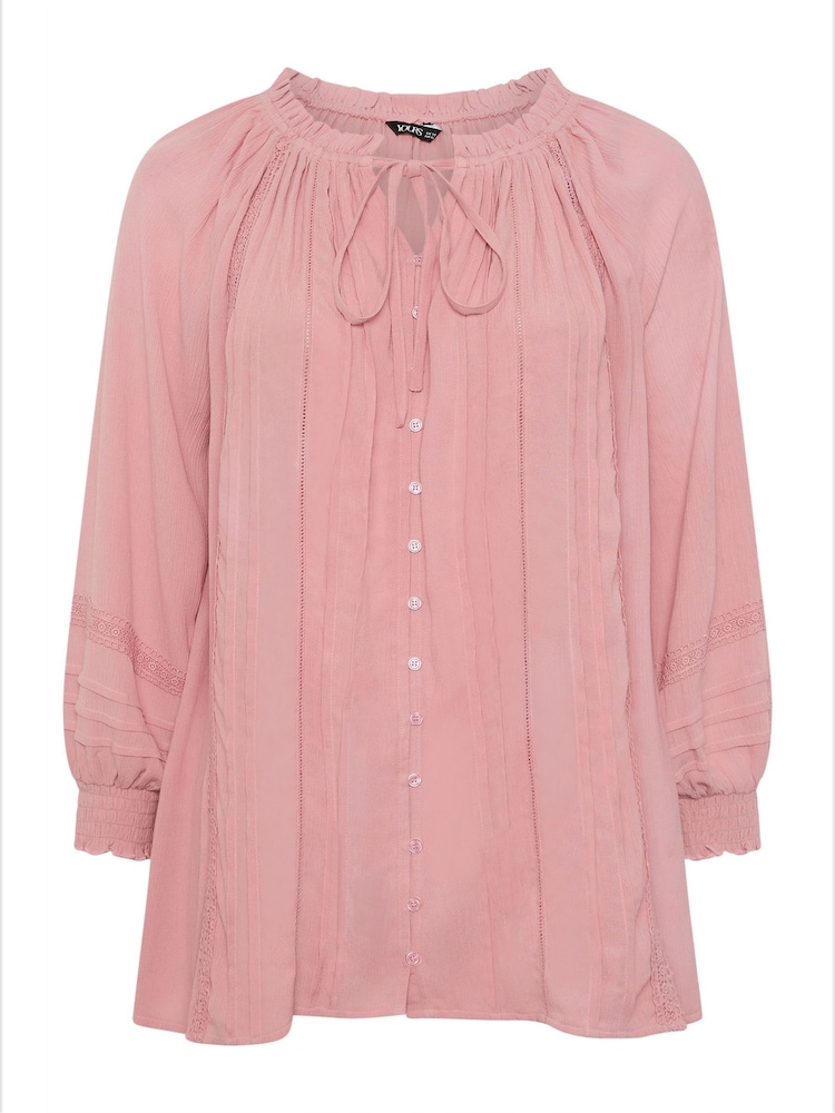 Rosa - Blusa Boho Pintuck de manga longa Yours Curve - Imagem 5 de 5