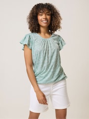 M&Co Green Ditsy Frill Top - Image 1 of 5
