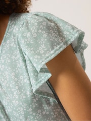 M&Co Green Ditsy Frill Top - Image 4 of 5