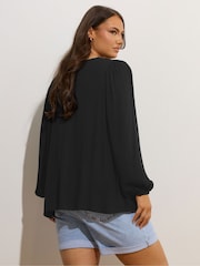 Preto - Blusa Smock Yours Curve Lattice - Imagem 3 de 5
