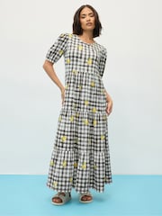 PixieGirl Petite Black Gingham Tiered Dress - Image 1 of 5