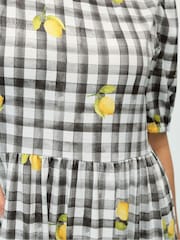 PixieGirl Petite Black Gingham Tiered Dress - Image 4 of 5