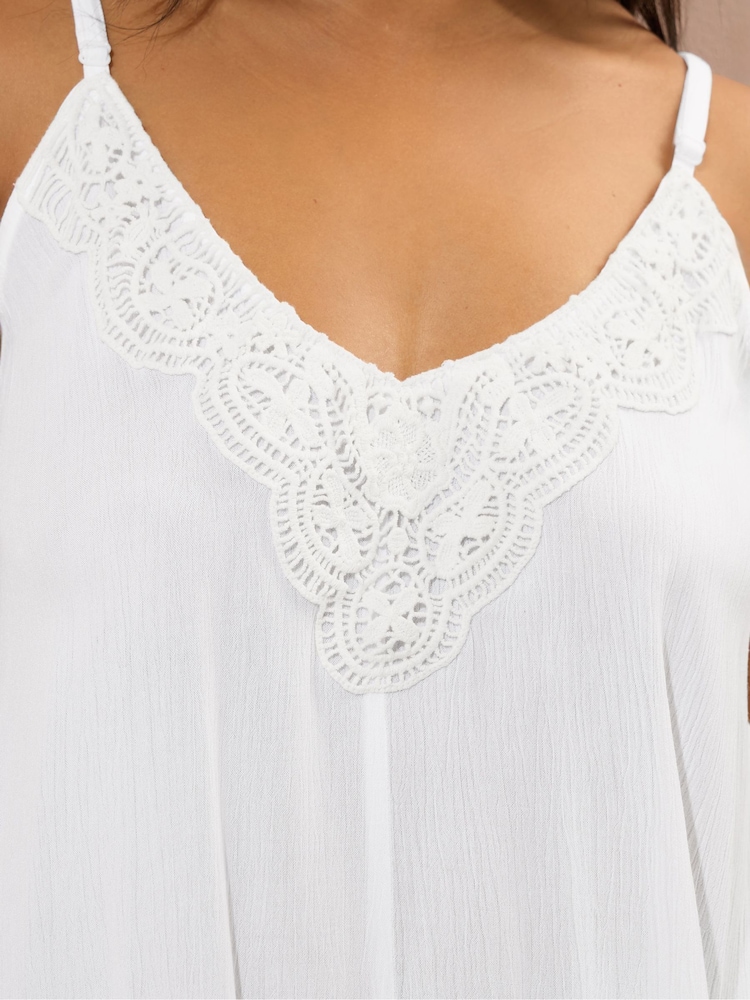 Yours Curve White Crochet White Camisole - Image 4 of 4